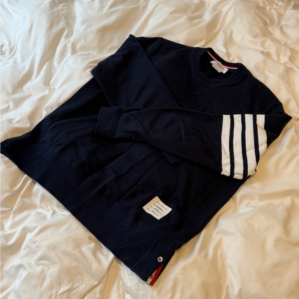 Thom Browne Navy 4-Bar cotton classic sweatshirt